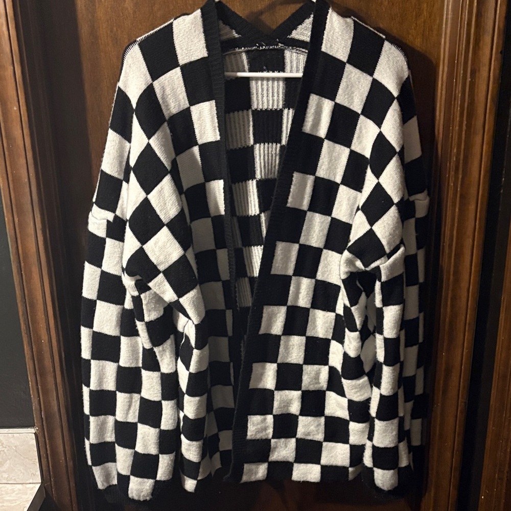 Black and White Checkered Sweater